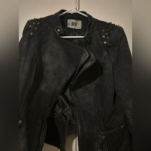 New with Tags Faded Black and Stone Denim Jacket
